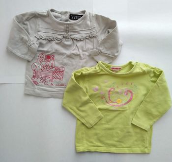 #lot De 2 T-Shirts Manches Longues Bébé Fille Orchestra Et Tout Compte Fait Taille 12 Mois