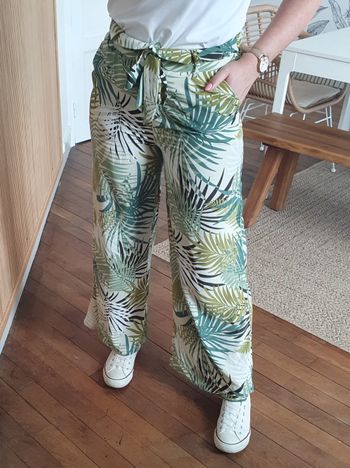 Pantalon fluide Ibiza vert/beige Taille S
