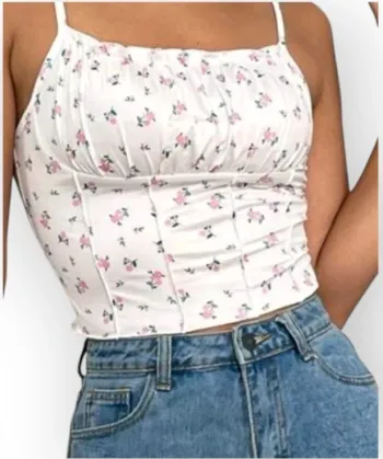 Top fleuri à fines bretelles Shein Taille M