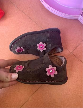 Bottines bébé Tex Baby, taille 21, avec fleurs roses - comme neuves !