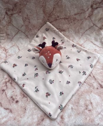 Doudou plat Biche Faon beige marron fleurs Nicotoy Simba Toys Kiabi