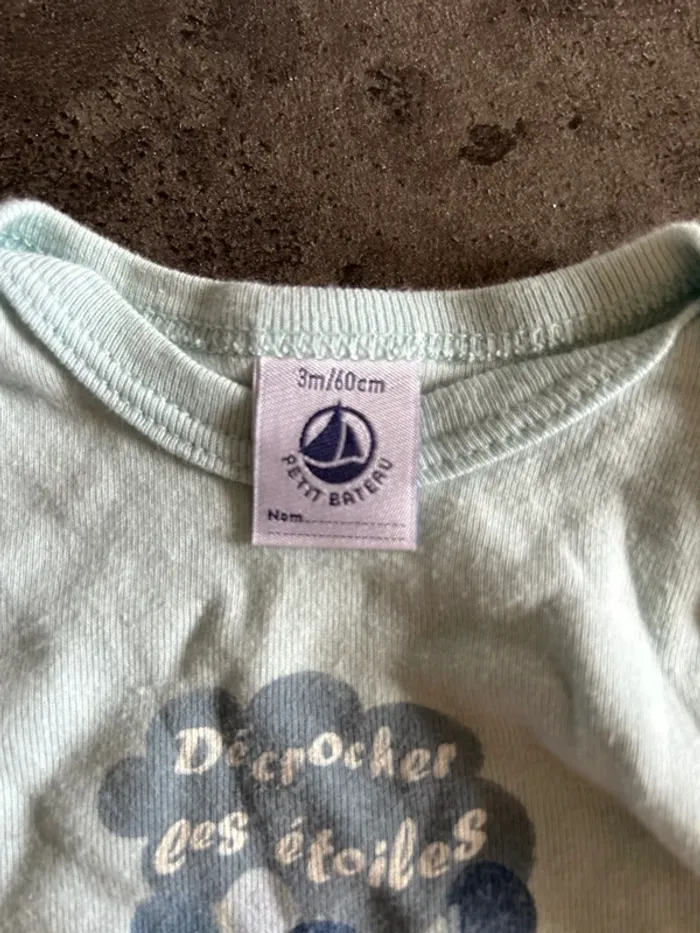 Lot de 2 bodys manches longues bébé garçon, petit bateau 3 mois - photo numéro 4