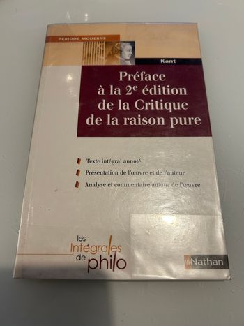 Livre préface à la 2e édition de la critique de la raison pure de kant