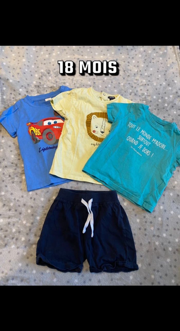 Lot de 3 t-shirts et 1 short 18 mois