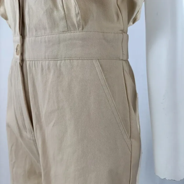 Combishort beige volantée col lavallière en coton - Daphnea Paris taille M A963 - photo numéro 7