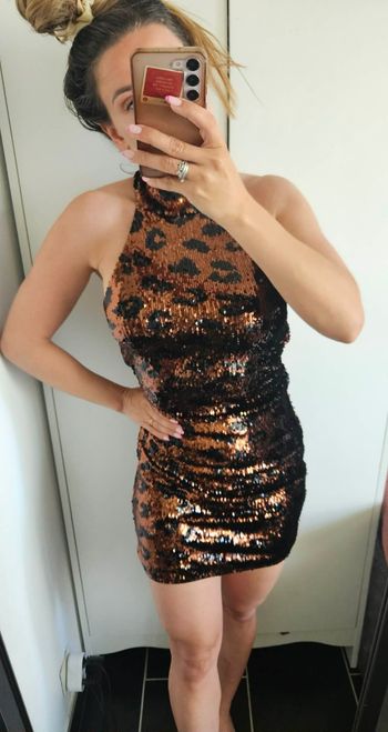 Robe de soirée à sequins léopard - Bershka - M