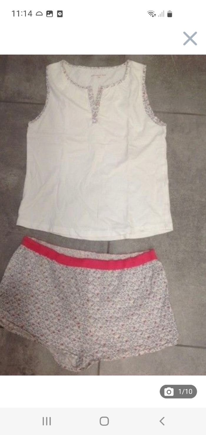 Pyjashort fille Monoprix Kids 12 ans blanc et imprimé