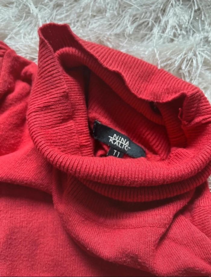 Pull col roulé rouge Nina Kalio S - photo numéro 2