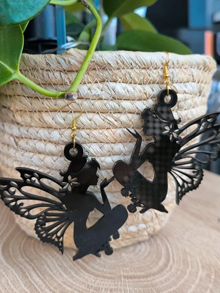 Boucles d’oreilles Fées noires enchantées
