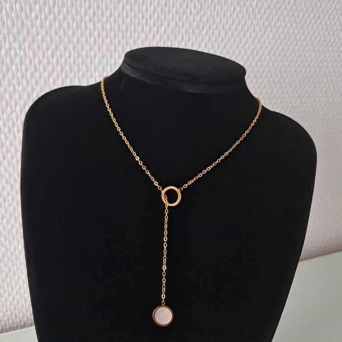 Parure acier inoxydable rond nacré blanc - photo numéro 3