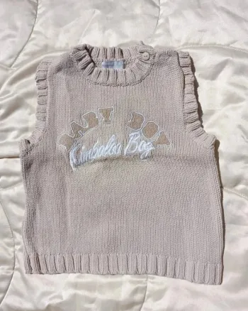 Pull épais sans manches marron clair beige 24 mois kimbaloo