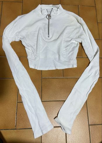Crop top manche longue blanc cotele urban outfitters