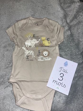 Body C&A animaux de la savane 3-6M