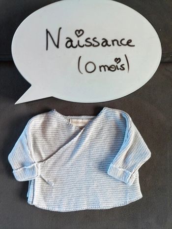 Brassière gilet maille rayé Mixte 0 mois Naissance Orchestra 100% coton