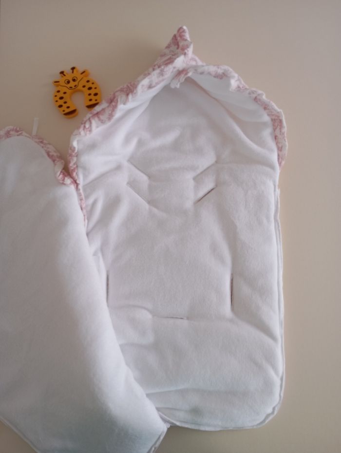 Nid d'ange bébé gaze de coton et polaire savane rose - photo numéro 2