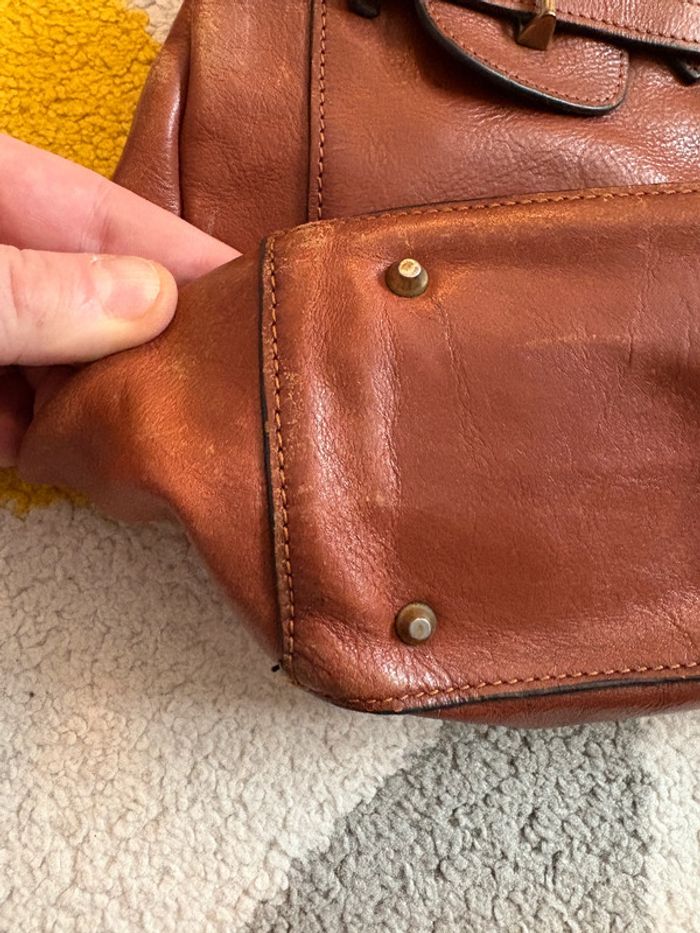 Sac à main en cuir marron Katana - photo numéro 8