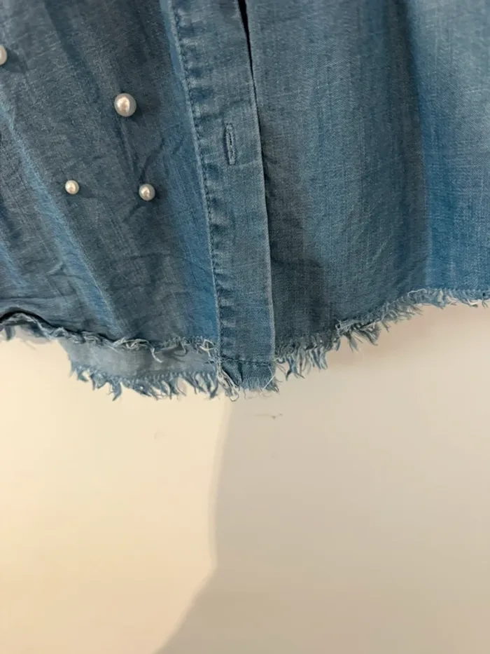 Chemise jean loose perle Easy Clothes - photo numéro 3