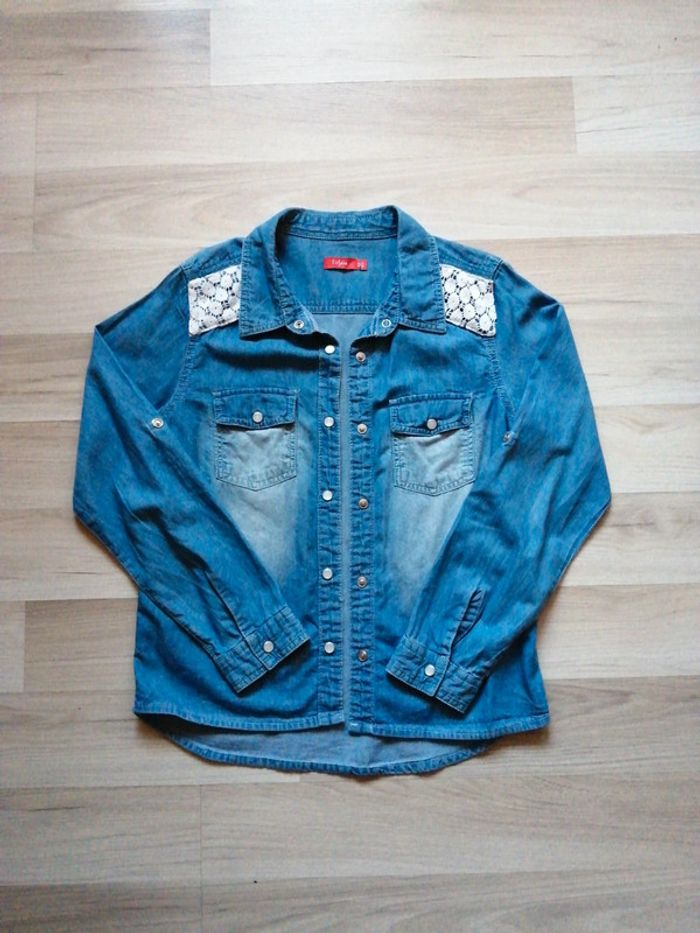 Chemise en jean manches retroussables