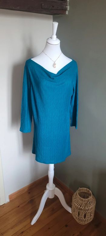 Jolie robe turquoise col bénitier Taille XL Promod