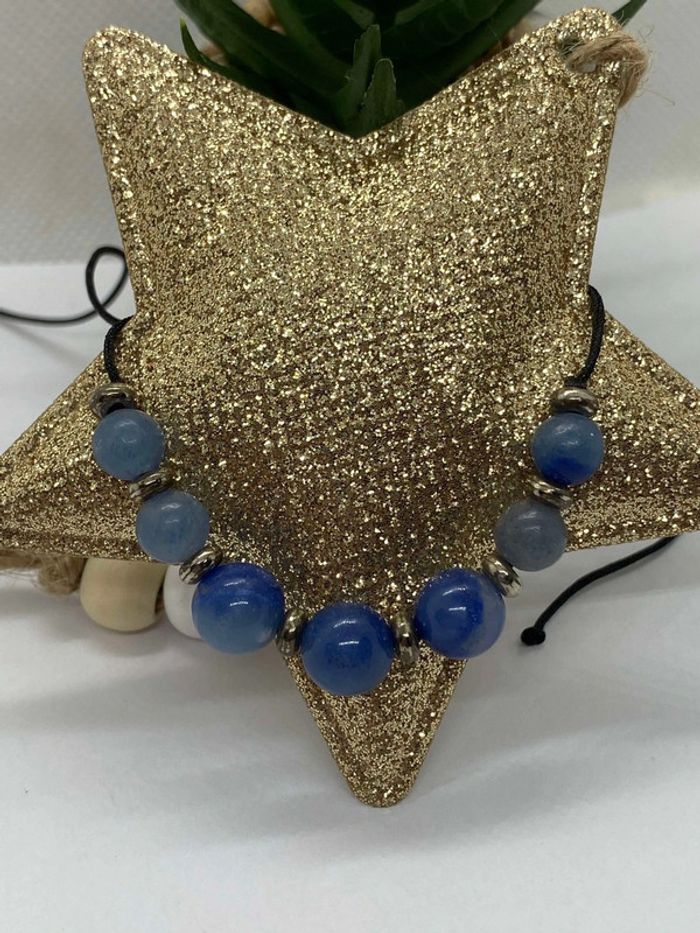 Bracelet aventurine bleu ajustable , lithothérapie - photo numéro 2