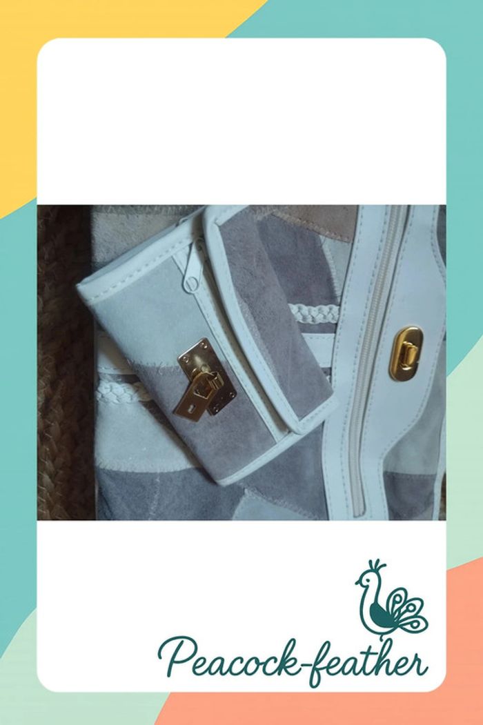 Sac à main cuir patchwork avec porte monnaie - photo numéro 2