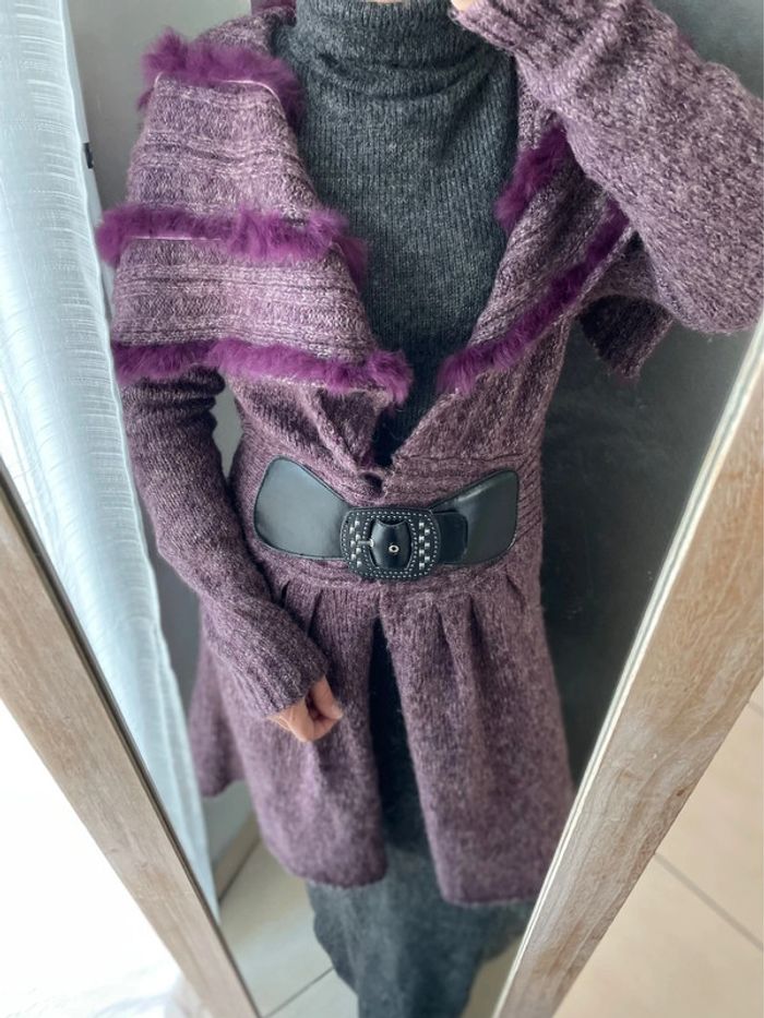 Gilet long femme violet