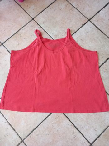 👵tee shirt top bretelles Framboise T58