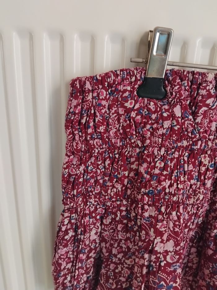 Jupe bordeaux à fleurs 4/5 ans tao - photo numéro 3