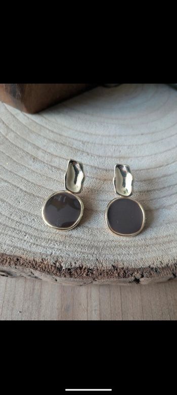 Boucle d'oreille noire doré acier inoxydable zinc