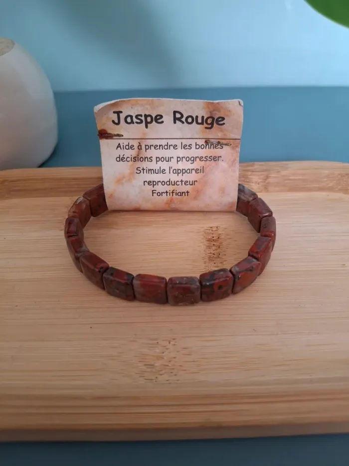 Bracelet Jaspe rouge - Perles carrées édition limitée - photo numéro 2