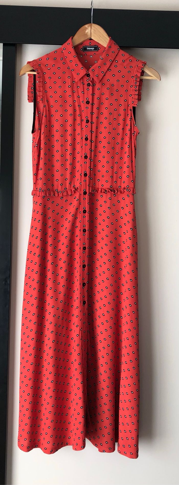 Robe longue orange à motifs noir et blanc - Sinéquanone - L