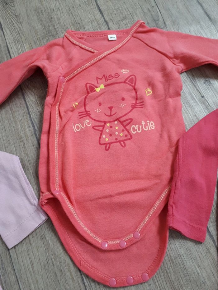 Lot 4 bodies fille 6 mois absorba - photo numéro 5