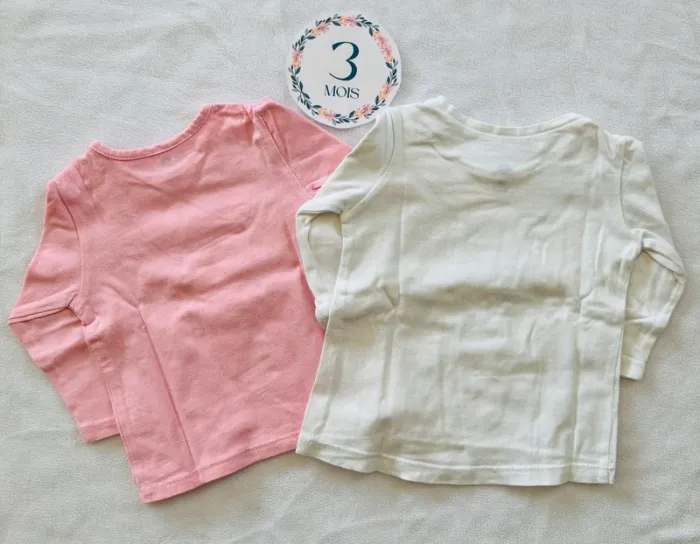 👶 Lot de 2 t-shirt manches longues fille - Z - 3 mois 👶 - photo numéro 2