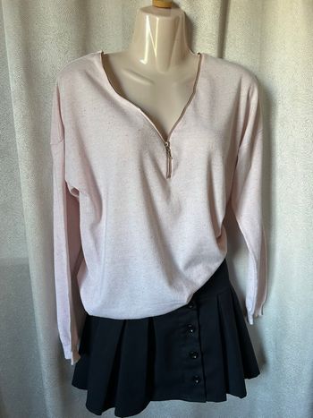 Pull fin rose clair chiné rose foncé 42 Camaïeu