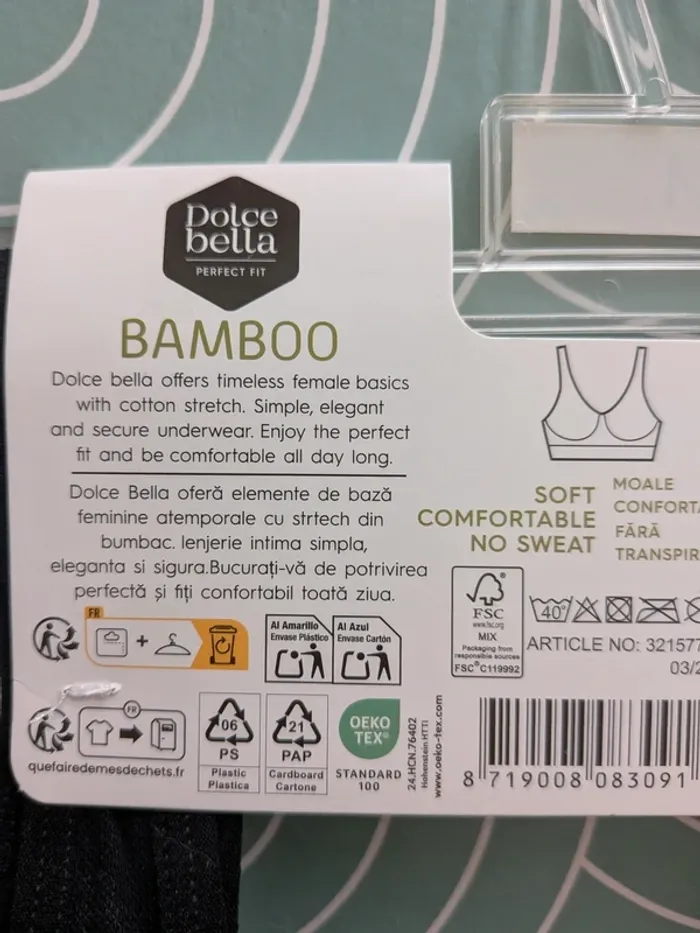Soutien-gorge brassière noir Dolce Bella Bamboo – Taille M - photo numéro 4