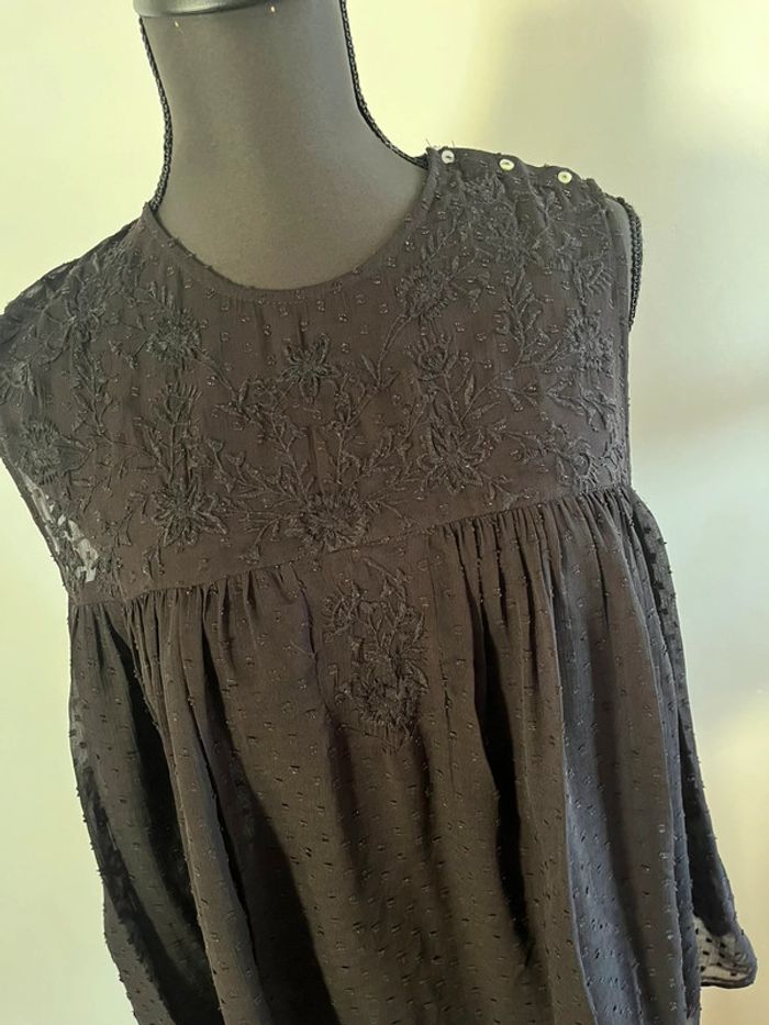 Débardeur en voile noir Zara taille L 40 - photo numéro 3