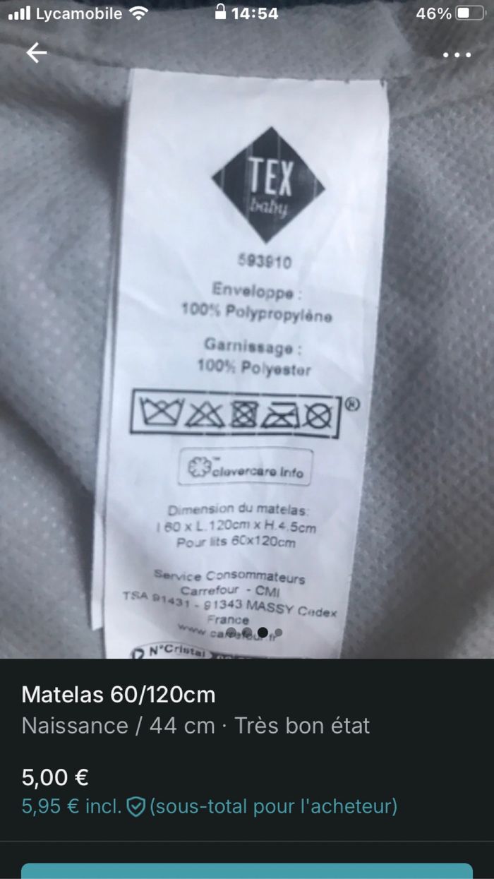 Matelas 60/120 - photo numéro 2