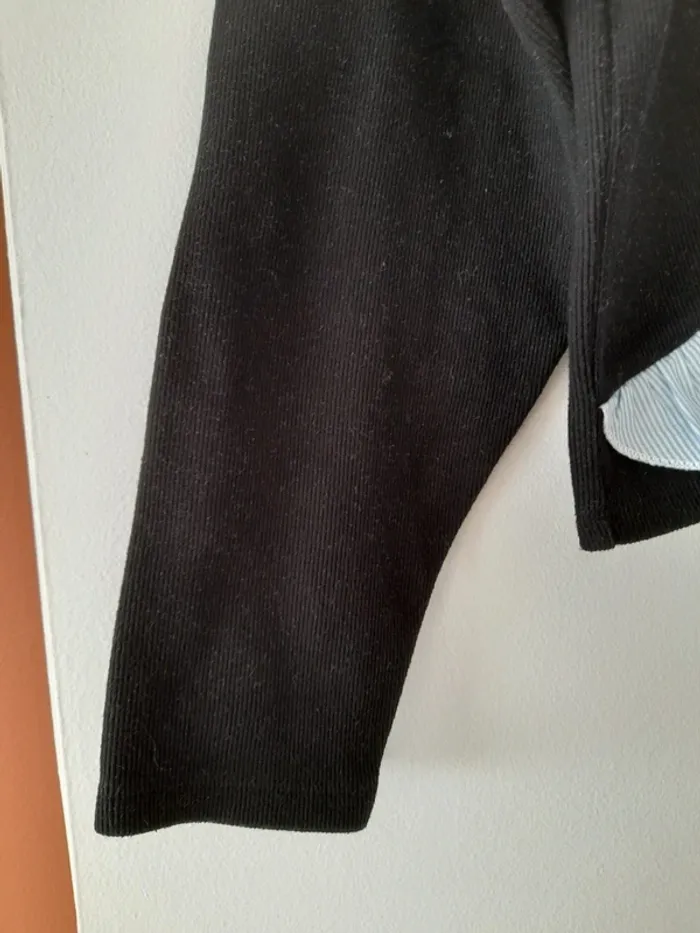 Pull noir Zara volant tissu en déco devant - photo numéro 4