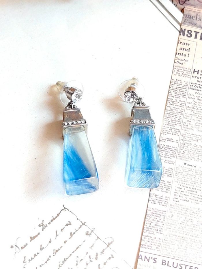 Magnifique paire de boucles d'oreilles pendantes vintage 00's Y2k - photo numéro 6