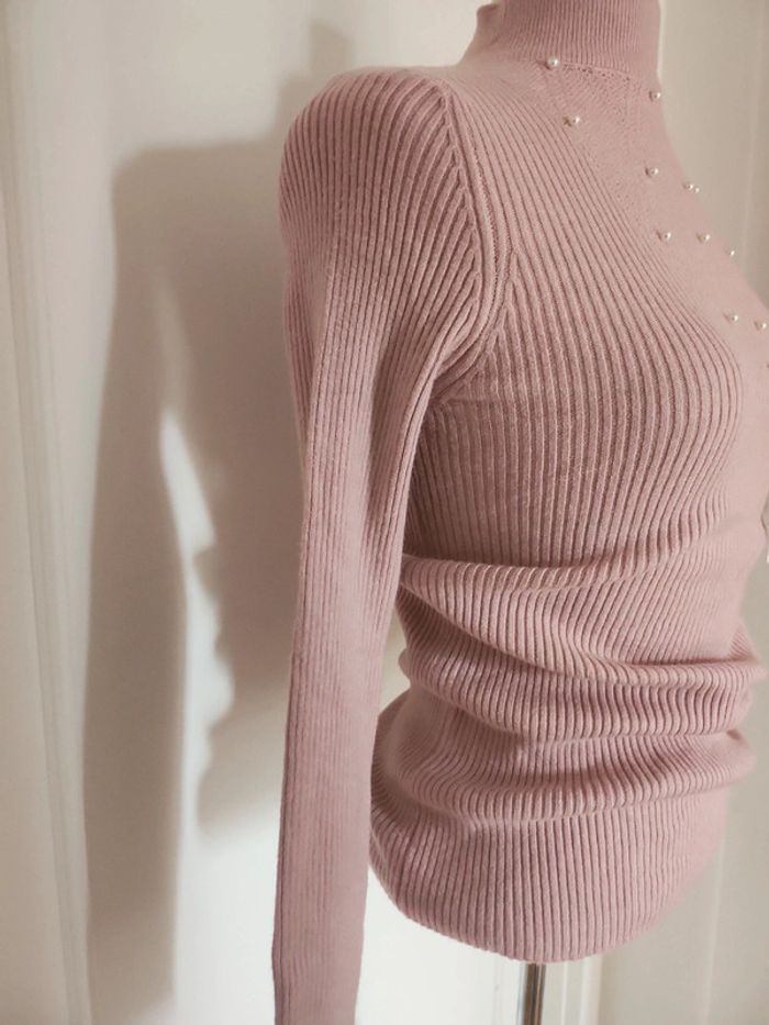 Pull col cheminé rose - photo numéro 3