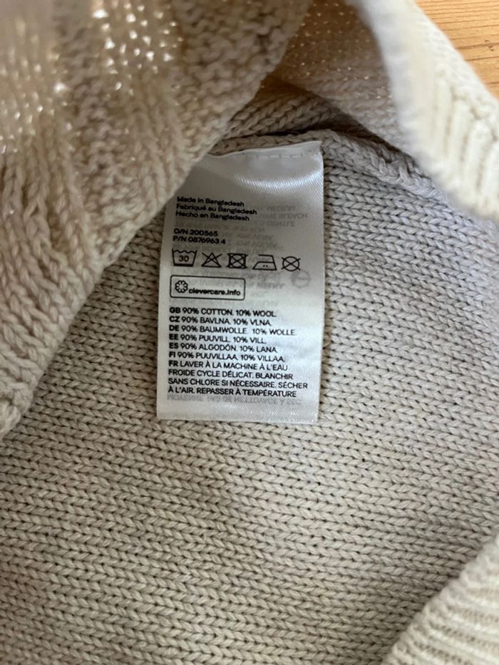 Pull avec torsades beige col rond - photo numéro 5