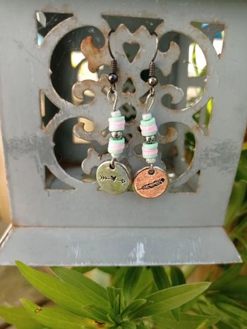 Boucles d'oreilles heishi rose et Vert