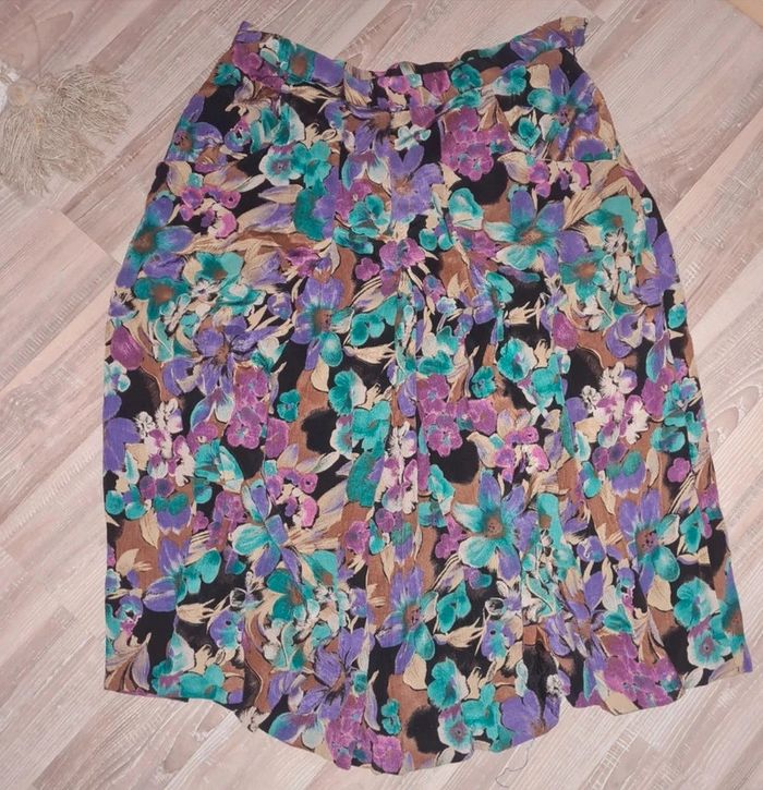 Jupe midi fleurie vintage 40 - photo numéro 2
