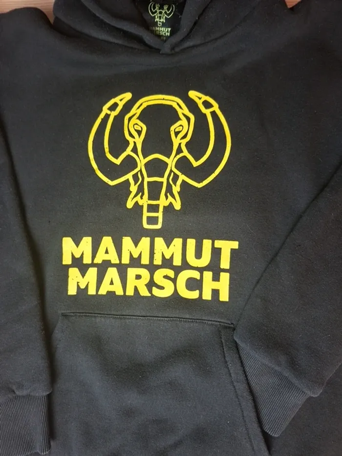 Sweat à capuche Mammutmarsch noir logo jaune - photo numéro 3