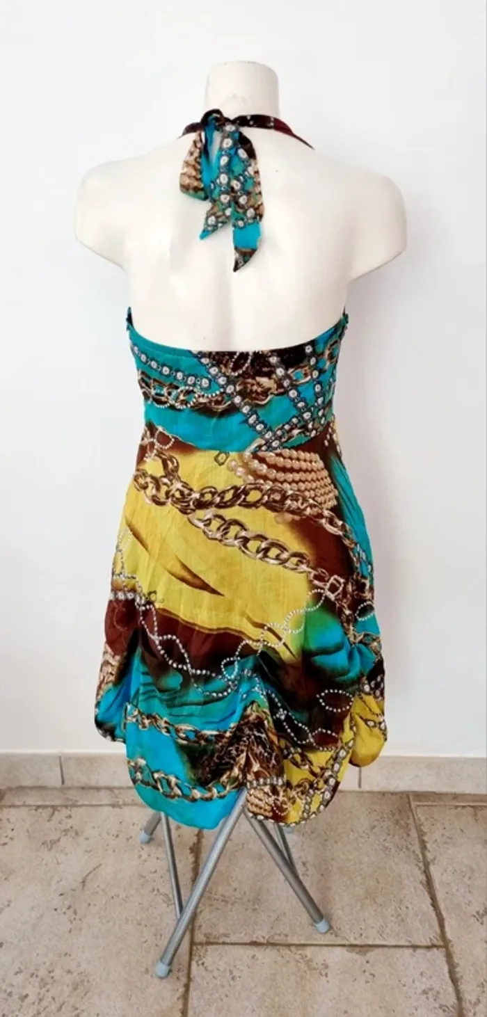 Robe courte imprimée chocolat boule elissa 36 - photo numéro 3