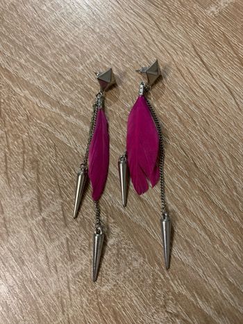 Boucles d’oreilles pendantes plume