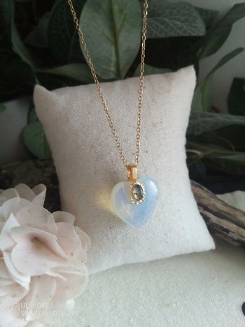 Collier coeur opaline avec abalone