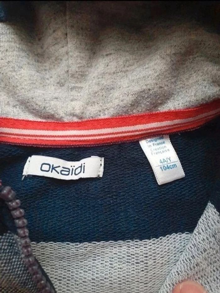 Gilet zippé à capuche rayé bleu marine Okaïdi 4 ans - photo numéro 8