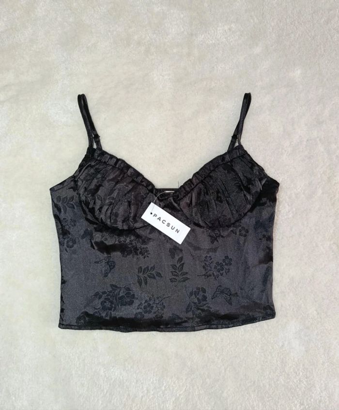 Croc top haut noir sexy style lingerie LA Hearts S fines bretelles neuf avec étiquette - photo numéro 3