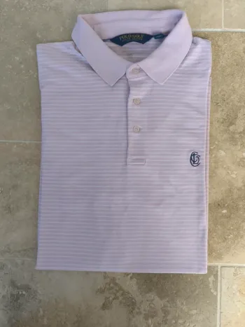 Polo Ralph Lauren Golf L homme rose rayures blanches logo marine excellent état